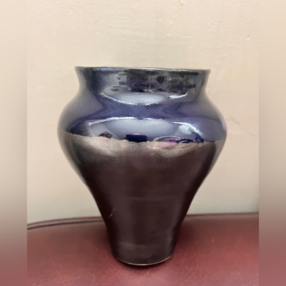 Modern Japanese Ikebana Porcelain Bronze Metallic Glazed 6” Tall